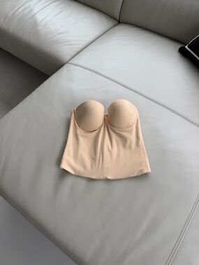 Vogue Strapless Longline Bustier in Beige